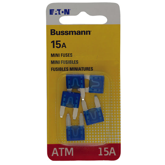Bussmann 15 amps ATM Mini Automotive Fuse 5 pk