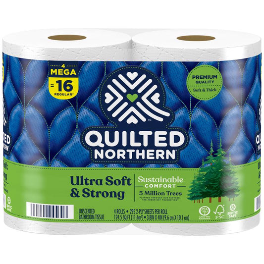 Quilted Northern Ultra Soft & Strong Toilet Paper 4 Rolls 328 sheet 11356 ft. (Pack of 12)