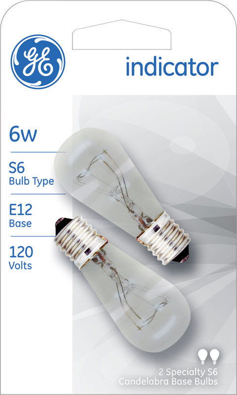 GE 6 W S6 Specialty Incandescent Bulb E26 (Medium) Soft White 2 pk