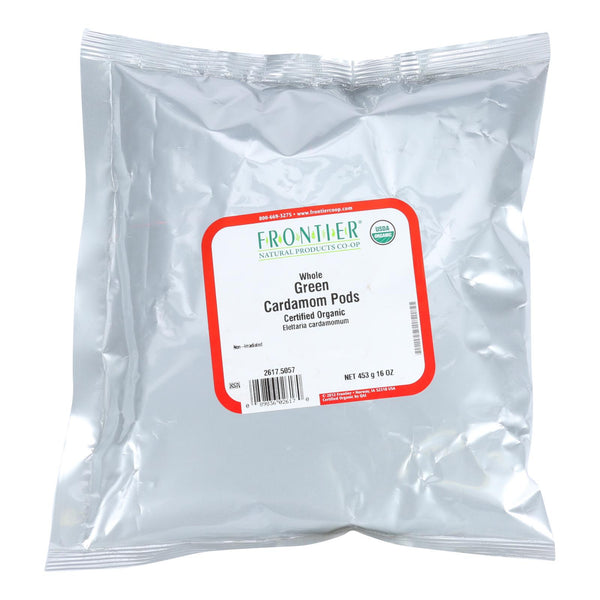 Cápsulas de cardamomo orgánico Frontier Herb, enteras y verdes, paquete individual a granel, 1 libra