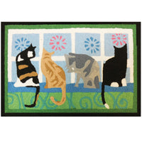 Jellybean 20 in. W X 30 in. L Multicolored Kitties In The Window Polyester Accent Rug