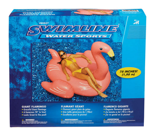 Swimline Pink Vinyl Inflatable Flamingo Pool Float