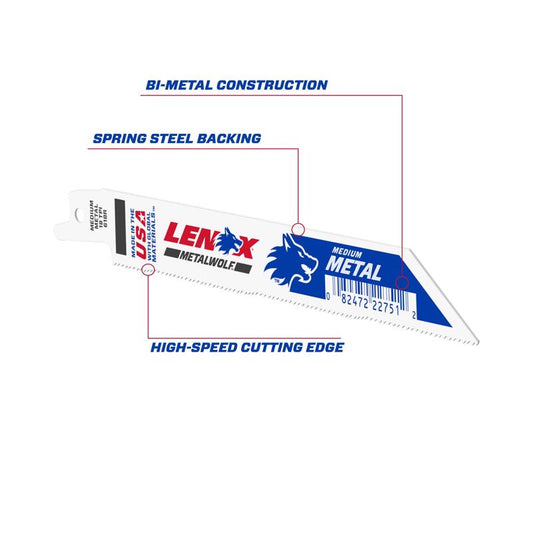Lenox 6 in. Bi-Metal Reciprocating Saw Blade 18 TPI 1 pk (Pack of 50)