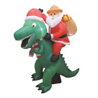 A Holiday Company Jurassic Santa LED Dinosaur with Santa 6 ft. Inflatable (Pack of 4)