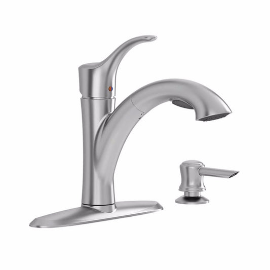 American Standard Stainless Steel 1.8 GPM Mesa Pull-Out Kitchen Faucet with Soap Dispenser