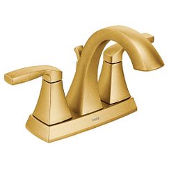 Brushed gold two-handle high arc bathroom faucet