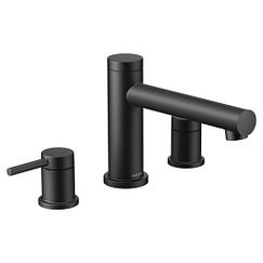 Matte black two-handle non diverter roman tub faucet