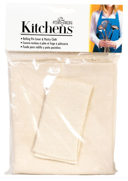 Fox Run Kitchens 23.5 in. L X 19.5 in. D Cotton Pastry Cloth and Rolling Pin Cover White