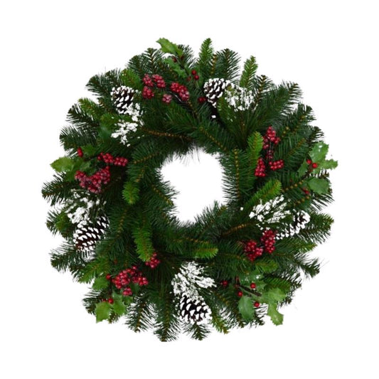 Celebrations Home 30 in. D LED Prelit Warm White Icy Mixed Pine Wreath (Pack of 4)