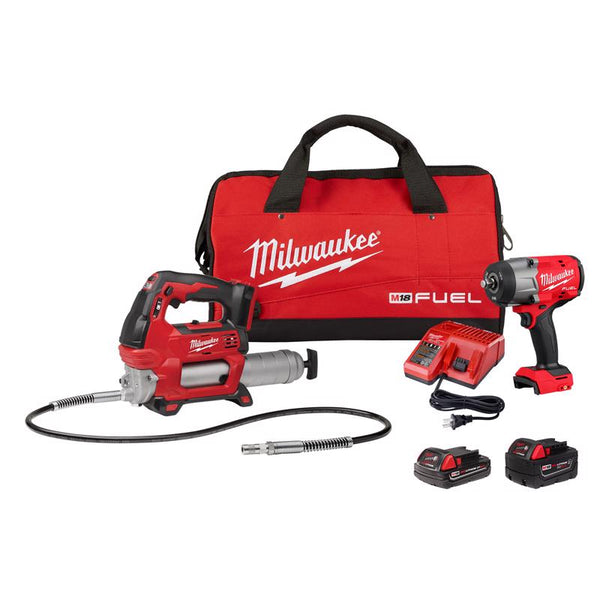 Kit de llave de impacto de alto torque sin escobillas inalámbrica Milwaukee M18 FUEL de 1/2 pulg. (batería y cargador)