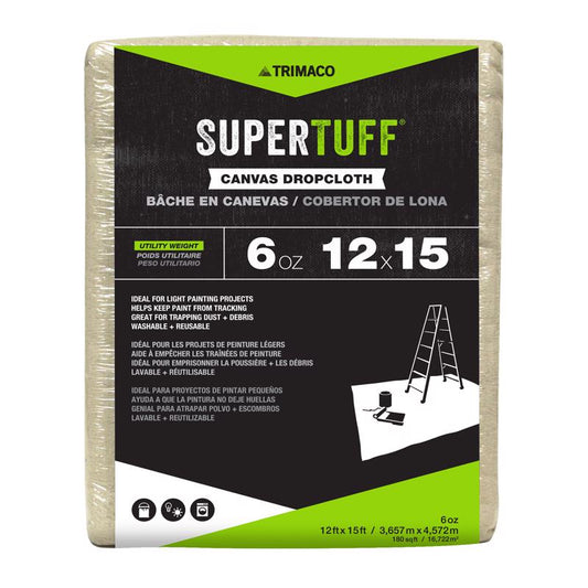 Trimaco Supertuff 12 Ft. W X 15 Ft. L Canvas Drop Cloth 1 Pk