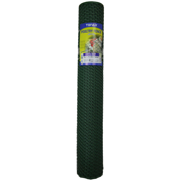 Malla hexagonal de plástico Tenax para cerca de aves de corral, verde, malla ligera para jardín, 4 ft x 50 ft - Caja abierta