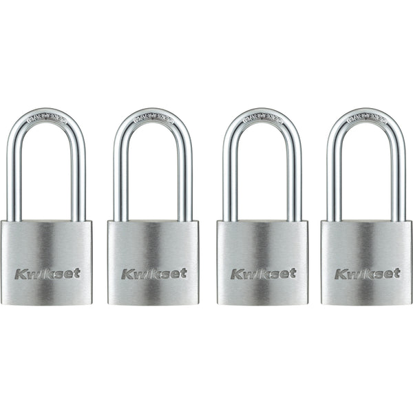 Candado de aluminio Kwikset de 1-1/2 in. KA con arco de 1-1/2 in., paquete de 4