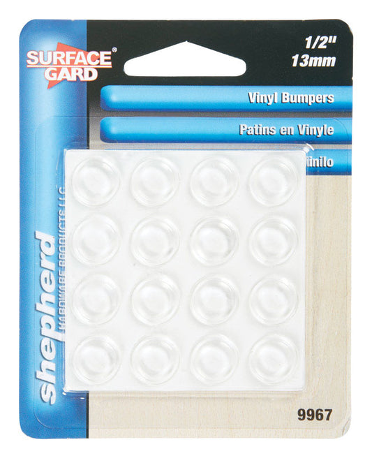 Shepherd Vinyl Self Adhesive Protective Pads Clear Round 1/2 in. W 16 pk (Pack of 12)