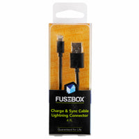 Fusebox Lightning Black USB Cable For Apple 4 ft. L