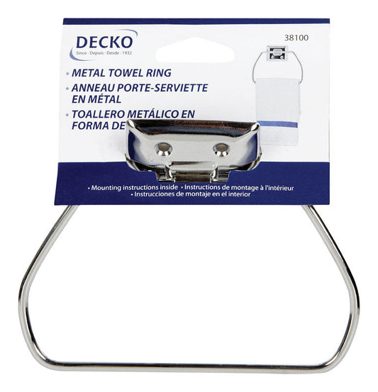 Decko Chrome Silver Stirrup Towel Ring Steel