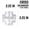 Bk Products 1/2 In. Fpt  X 1/2 In. Dia. Fpt Galvanized Malleable Iron Cross