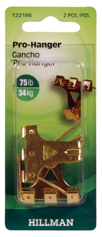 Hillman AnchorWire Brass-Plated Gold Professional Picture Hanger 75 lb. 2 pk (Pack of 10)