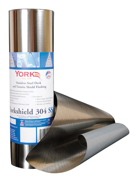 York 304 8 in. W X 240 in. L Stainless Steel Flashing Silver