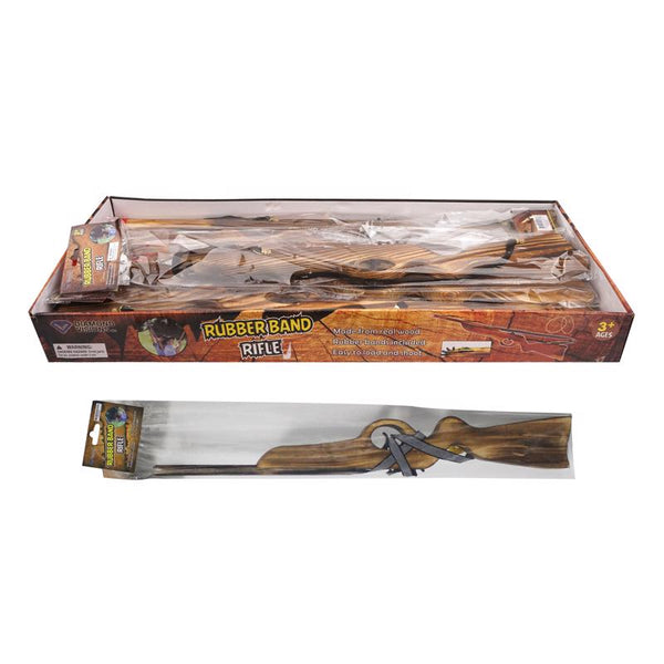 Juguetes de madera con banda elástica y rifle de madera Diamond Visions, paquete de 1 (paquete de 12)