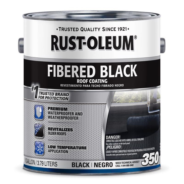 Recubrimiento asfáltico negro para techos Rust-Oleum 350 Fibered, 1 gal (paquete de 2)