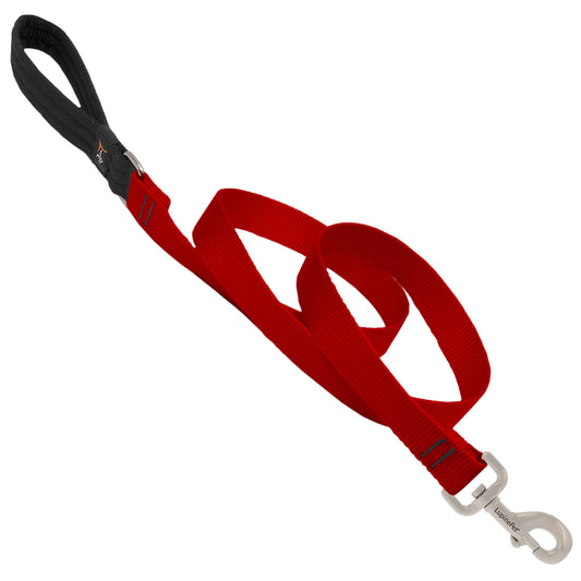Lupine Pet Basic Solids Red Red Nylon Dog Leash