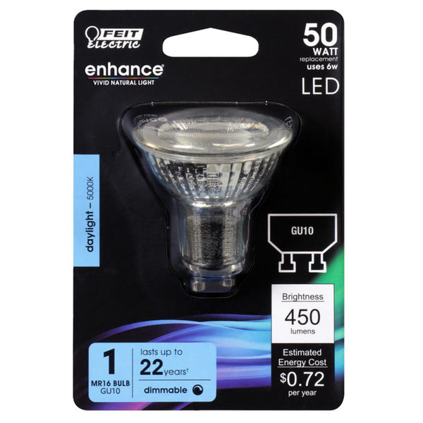 Bombilla LED Feit Enhance MR16 GU10 de luz diurna, equivalente a 50 vatios, 1 paquete - Oferta de la semana