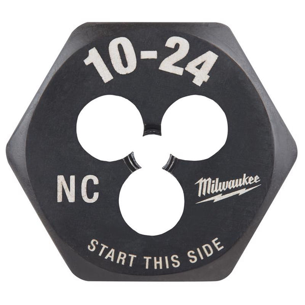 Terraja hexagonal para roscas Milwaukee de acero con alto contenido de carbono, SAE 10-24 NC, 1 in., 1 pieza