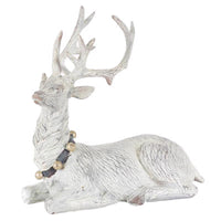 Gerson White Laying Holiday Deer Figurine 8 in. (Pack of 8)