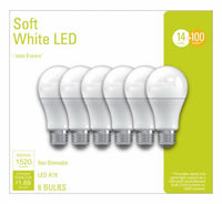 GE LED A19 E26 (Medium) LED Bulb Soft White 100 Watt Equivalence 6 pk