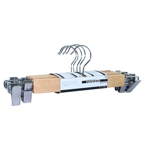 Percha de madera marrón para faldas/pantalones ClosetSelect 5 paquetes