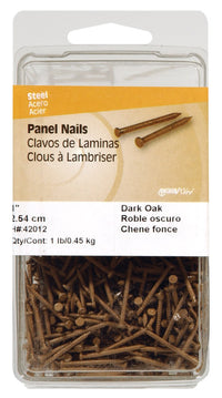 Hillman 1 in. L Panel Dark Oak Steel Nail Smooth Shank Flat (Pack of 3)