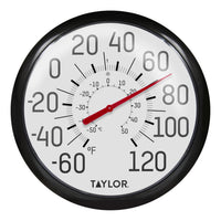 Taylor Decorative Dial Thermometer Plastic Black/White 13.25 in.
