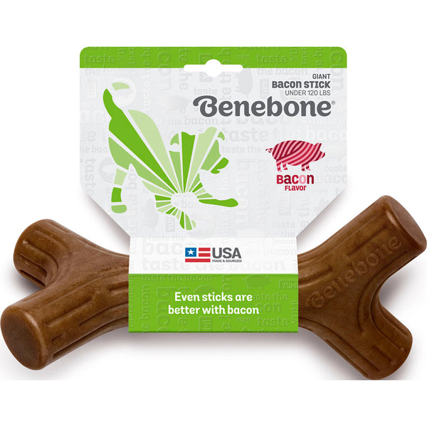 Benebone Bacon Stick Dog Chew Toy Bacon Flavor Giant Durable Nylon for Dogs Under 120 lbs