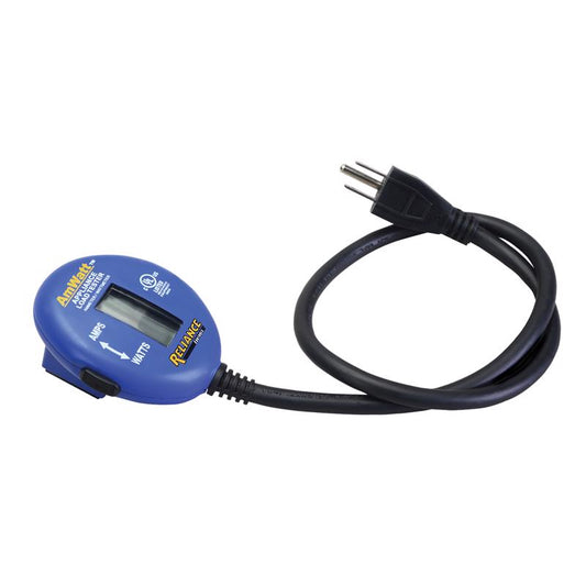 Reliance Blue Rugged Ammeter/Wattmeter Test Range Digital Appliance Load Tester with 26 L in. Cord