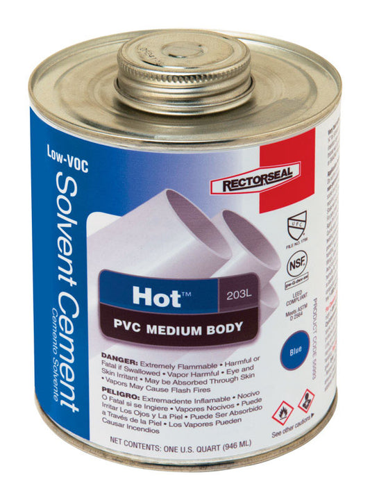 Rectorseal Hot Blue Solvent Cement For PVC 32 oz