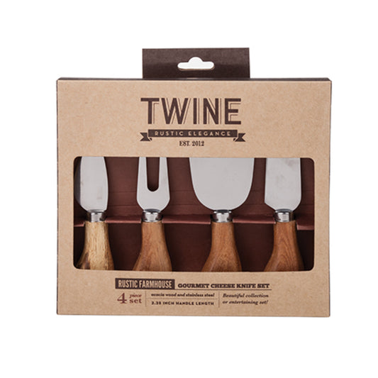 TWINE Rustic Farmhouse Natural Stainless Steel/Wood Cheese Knives