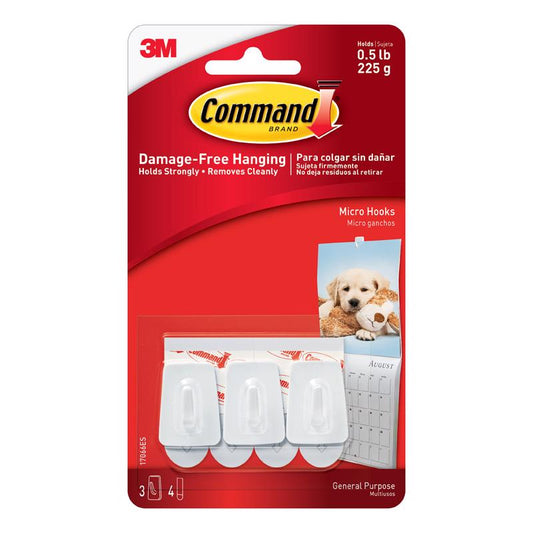 3M Command Small Plastic Hook 1-1/8 in. L 3 pk (Pack of 10)