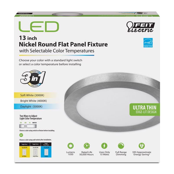 Luminaria LED plana FEIT Electric de níquel, 13 in de ancho - Oferta de la semana