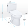TOTO® WASHLET®+ Drake® II 1G® Two-Piece Elongated 1.0 GPF Toilet with Auto Flush WASHLET®+ S7A Contemporary Bidet Seat, Cotton White - MW4544736CUFGA#01