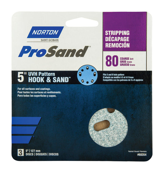 Norton ProSand 5 in. Ceramic Alumina Hook and Loop Sanding Disc 80 Grit Coarse 3 pk