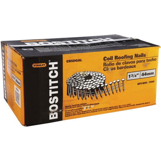 Bostitch 1-3/4 in. 14 Ga. Angled Coil Galvanized Roofing Nails 15 deg 7200 pk