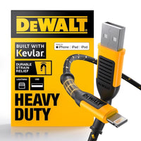 DeWalt Black/Yellow Braided Lightning USB Charge and Sync Cable For Apple 6 ft. L - Open Box