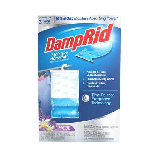 DampRid Hanging Moisture Absorber Lavender Vanilla Scent 15.4 oz 3 pk (Pack of 4)