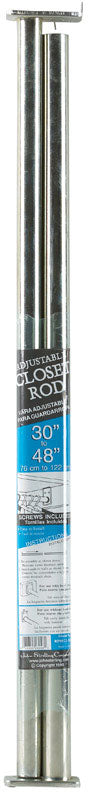 John Sterling Pro 48 in. L X 1 in. D Adjustable Platinum Steel Closet Rod