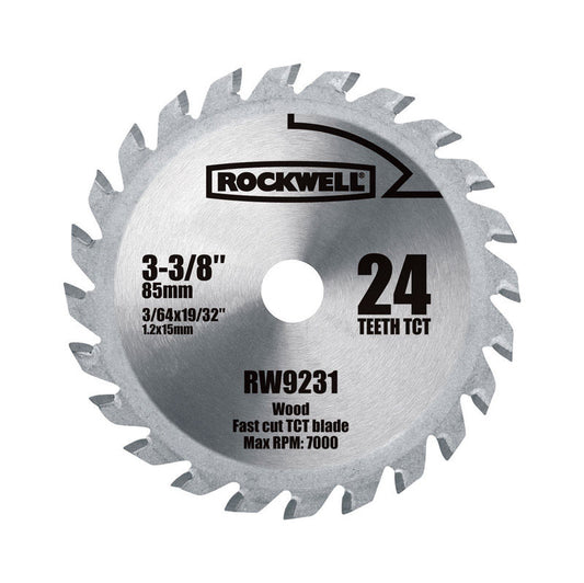 Rockwell 3-3/8 in. D X 19/32 in. Versacut Tungsten Carbide Tipped Saw Blade 24 teeth 1 pc