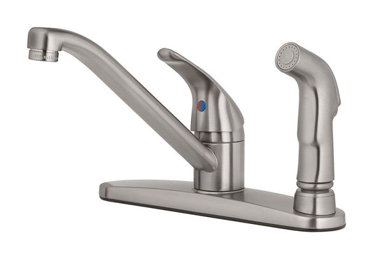 OakBrook Essentials One Handle Brushed Nickel Kitchen Faucet Side Sprayer Included
