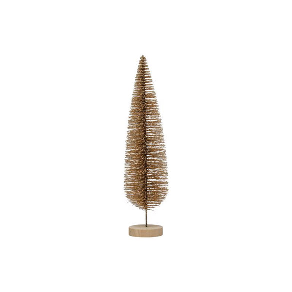 Creative Co-Op Enchanted Christmas Gold Bottle Brush Tree Table Decor 13 in. (Pack of 12)