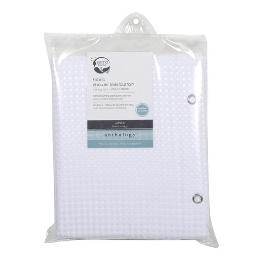 Zenna Home 72 in. H X 70 in. W White Waffle Shower Curtain Liner Fabric