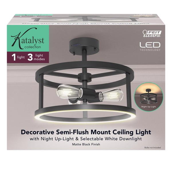 Feit 54 in. H X 15 in. W X 15 in. L Matte Black LED Ceiling Light Fixture